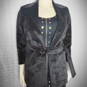 Sophisticated Black Blazer with Velvet Texture